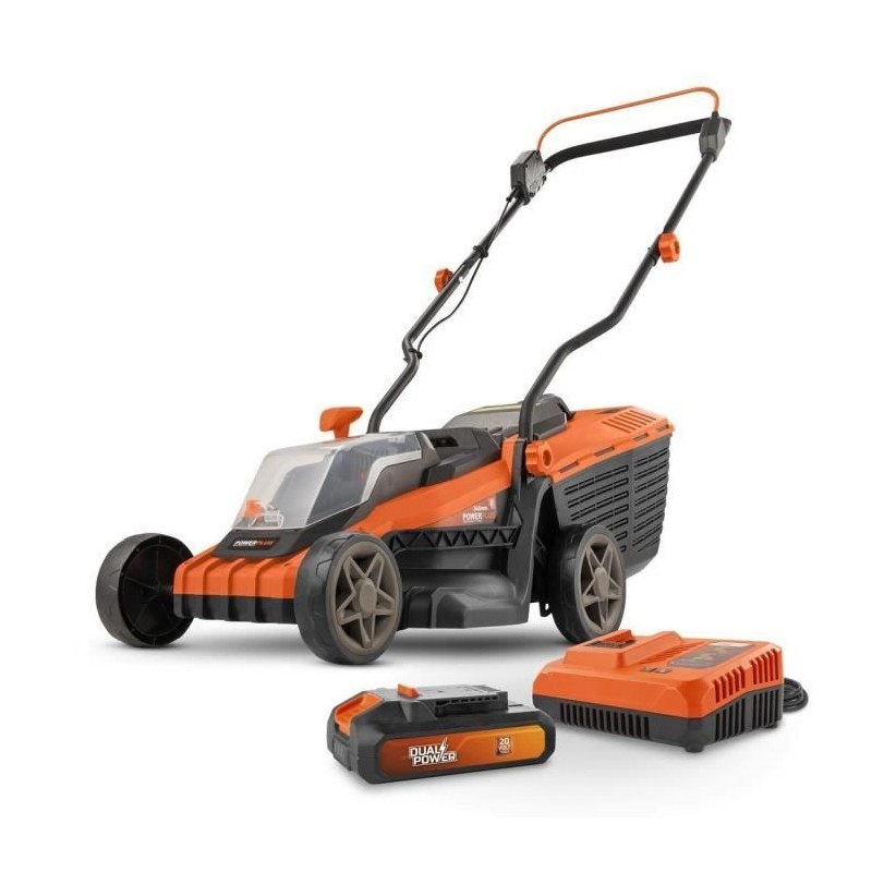 Tondeuse a batterie 20V 34 cm  de coupe DUAL POWER POWDPGLWS1 - Batterie 4Ah ...