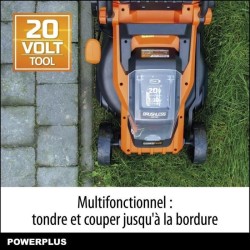 Tondeuse a batterie 20V 34 cm  de coupe DUAL POWER POWDPGLWS1 - Batterie 4Ah ...