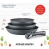 Set de 3 poeles - ARTHUR MARTIN AM521GM - Gris Mat 20-24-28 cm + 1 poignée am...