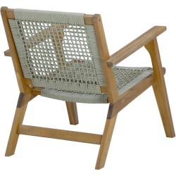 Fauteuil de jardin bas en bois d'Acacia FSC et en corde - MERIDA - Vert olive