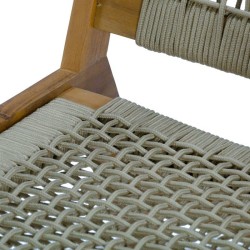 Fauteuil de jardin bas en bois d'Acacia FSC et en corde - MERIDA - Vert olive