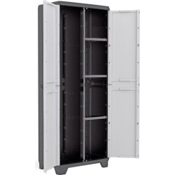 KETER Armoire de rangement utilitaire Linear - 68 x 39 x 173 cm - Noir et gris