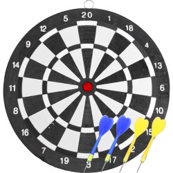 Set cible et fléchettes - SPORT AND FUN - Papier enroulé - 4 fléchettes - Dia...