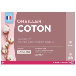 BLANREVE Oreiller en coton - 60 x 60 cm - Blanc