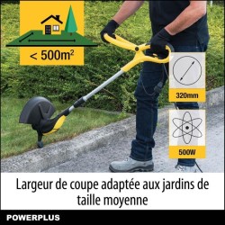 Powerplus Coupe-Bordure Électrique POWXG30033 - 500 W, 320 mm Ø, Jardinage Ou...