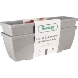 Bac a fleurs RIVIERA EVA - Lot 2 jardinieres - Plastique - 56,5x18,5x 25,5 cm...