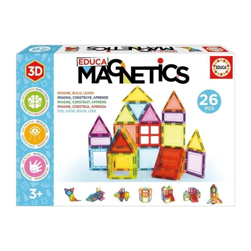 Jeu éducatif - EDUCA Magnetics - Construction 3D magnétique avec 26 pieces po...