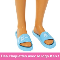 Barbie-Ken Plage-Poupée blonde short de bain et accessoires de plage