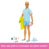 Barbie-Ken Plage-Poupée blonde short de bain et accessoires de plage