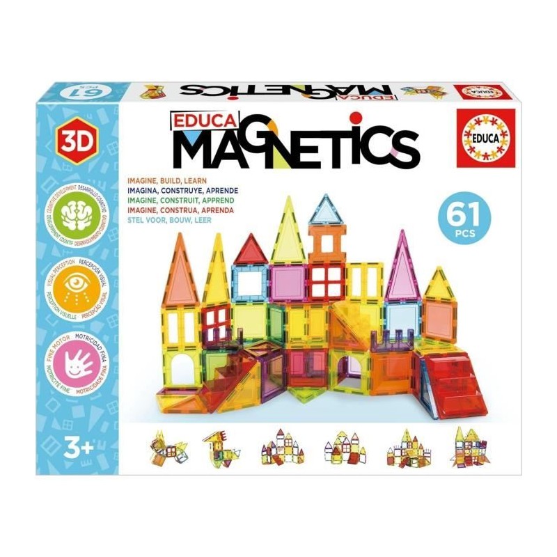 Jeu éducatif - EDUCA Magnetics - Construction 3D magnétique avec 61 pieces po...