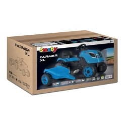 Tracteur a pédales Farmer XL + Remorque - Bleu - SMOBY - Siege ajustable - Ca...