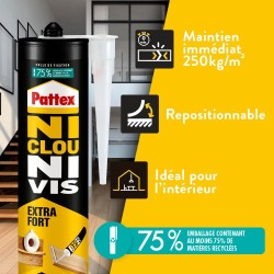 Colle de fixation - PATTEX - Ni Clou Ni Vis - Extra Fort - Cartouche de 380g ...