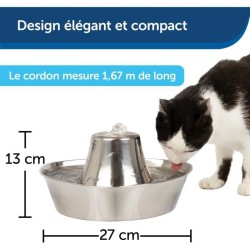 Fontaine pour Animaux - PETSAFE - SEASIDE - Inoxydable - 1,8 L - Silencieuse ...
