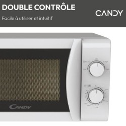 Micro-ondes CANDY CMW20SMW - 20L - 700W - UI mécanique - 5 niveaux de
