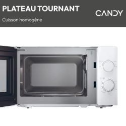 Micro-ondes CANDY CMW20SMW - 20L - 700W - UI mécanique - 5 niveaux de