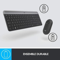 Ensemble Clavier Souris - Sans fil - Logitech - MK470 Slim - Silencieux - AZE...