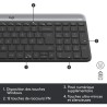 Ensemble Clavier Souris - Sans fil - Logitech - MK470 Slim - Silencieux - AZE...