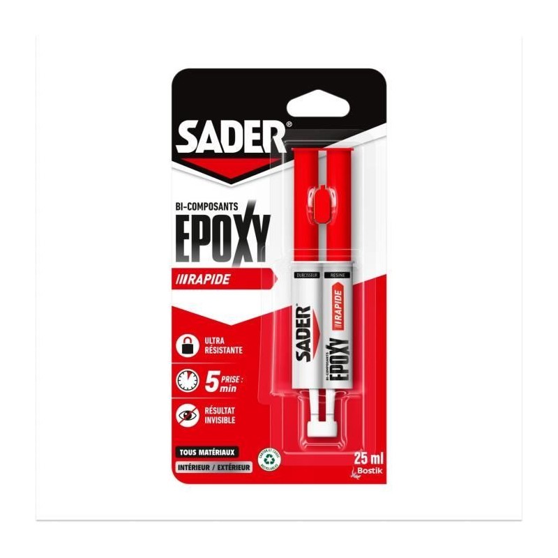 Colle époxy - SADER - Bi-composant rapide - Tous supports - Forte et résistan...