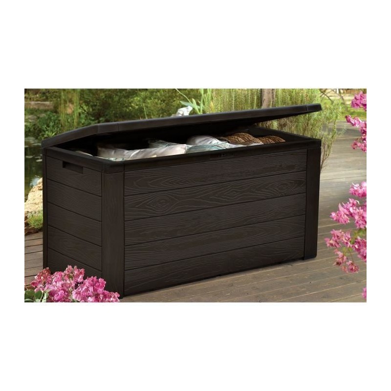TOOD Malle / coffre de rangement en résine - 300 L - 120 x 46 x 58 cm - Marro...