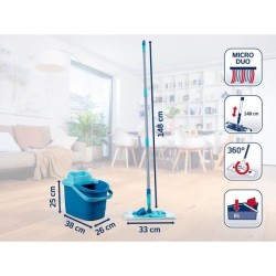 Set de nettoyage sol Leifheit PowerClean 55510, balai serpillere avec seau es...