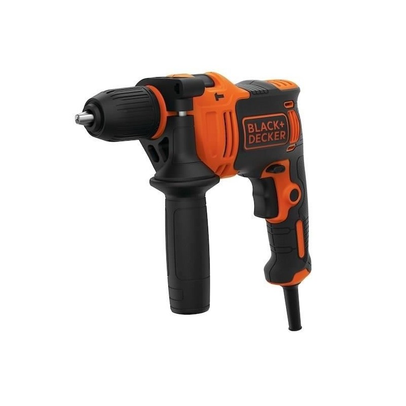 Perceuse a percussion filaire - 710W - BLACK+DECKER -  BEH710-QS - avec 4 for...