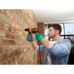 Perceuse a percussion filaire - 710W - BLACK+DECKER -  BEH710-QS - avec 4 for...