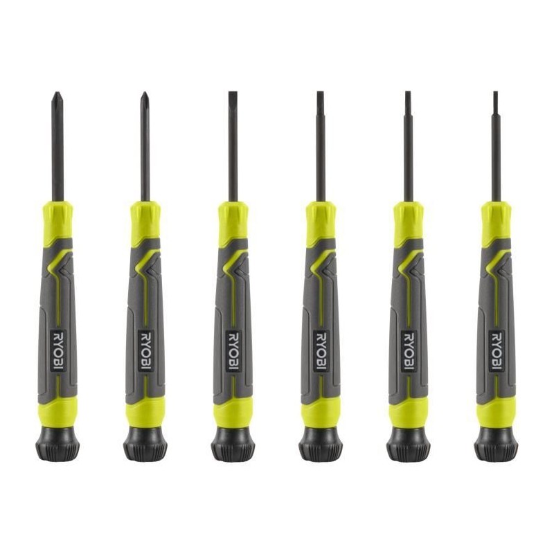 Jeu de 6 tournevis de précision - RYOBI - SL1, SL2, SL3, PH1, PH0, SL2