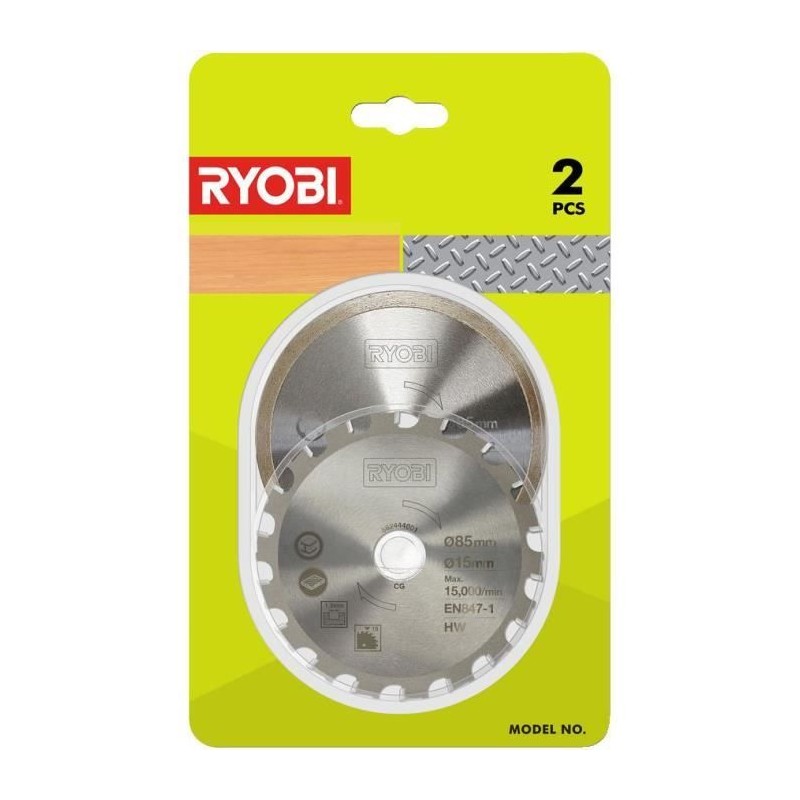 RYOBI - Kit 2 lames (1 lame pour bois/métal et 1 lame carrelage) 85 mm - alés...