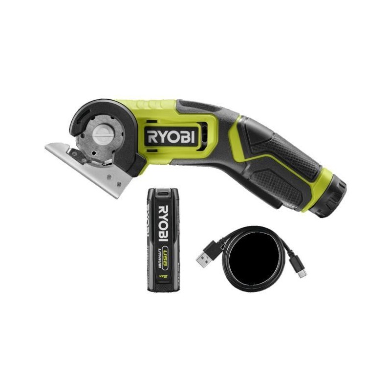RYOBI - Mini-scie 4V USB Lithium - Câble USB C - 1 batterie 2,0 Ah - Livrée a...