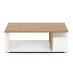 Table basse rectangulaire ACCESS - 3 Niches - Décor chene Hamilton et blanc -...