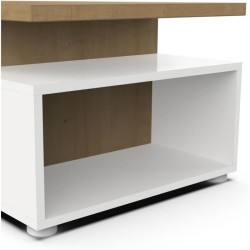 Table basse rectangulaire ACCESS - 3 Niches - Décor chene Hamilton et blanc -...