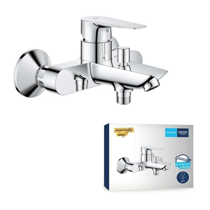 Mitigeur monocommande Bain / Douche - GROHE - Start Edge - Chromé - Economie ...
