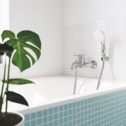 Mitigeur monocommande Bain / Douche mural GROHE - Finition Chromé - Profondeu...