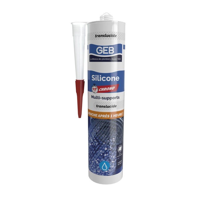 Silicone sanitaire multi-supports - 60 Chrono - GEB - Translucide - 280 ml