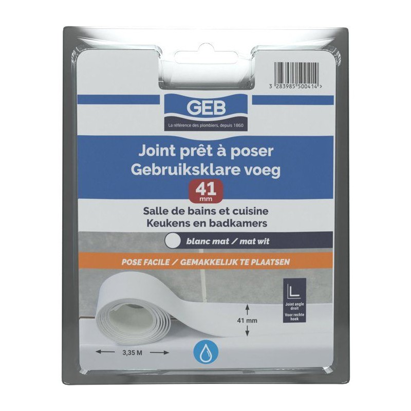Joint pret a poser - GEB - Largeur 41 mm x 3,35 m - Blanc