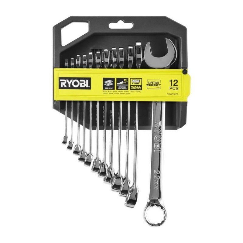 Jeu de 12 clés (8, 9, 10, 11, 12, 13, 14, 15, 16, 17, 19, 22 mm) - RYOBI - An...