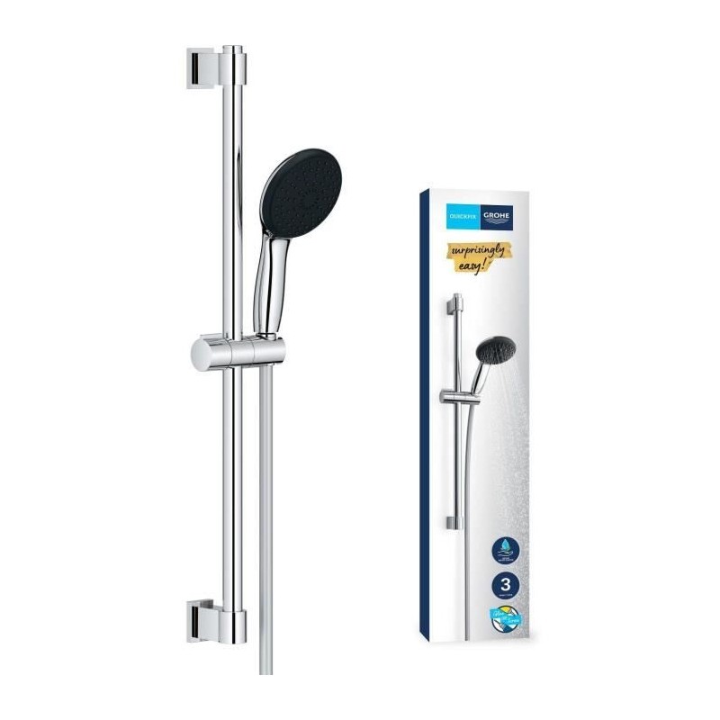 Ensemble de douche avec pommeau 3 jets, barre et flexible - GROHE Vitalio Sta...