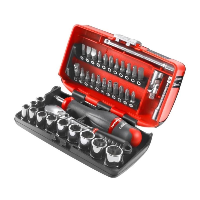 Coffret douilles 1/4'' - FACOM - RL.NANO1PB - 6 pans métriques 5,5 a 14mm