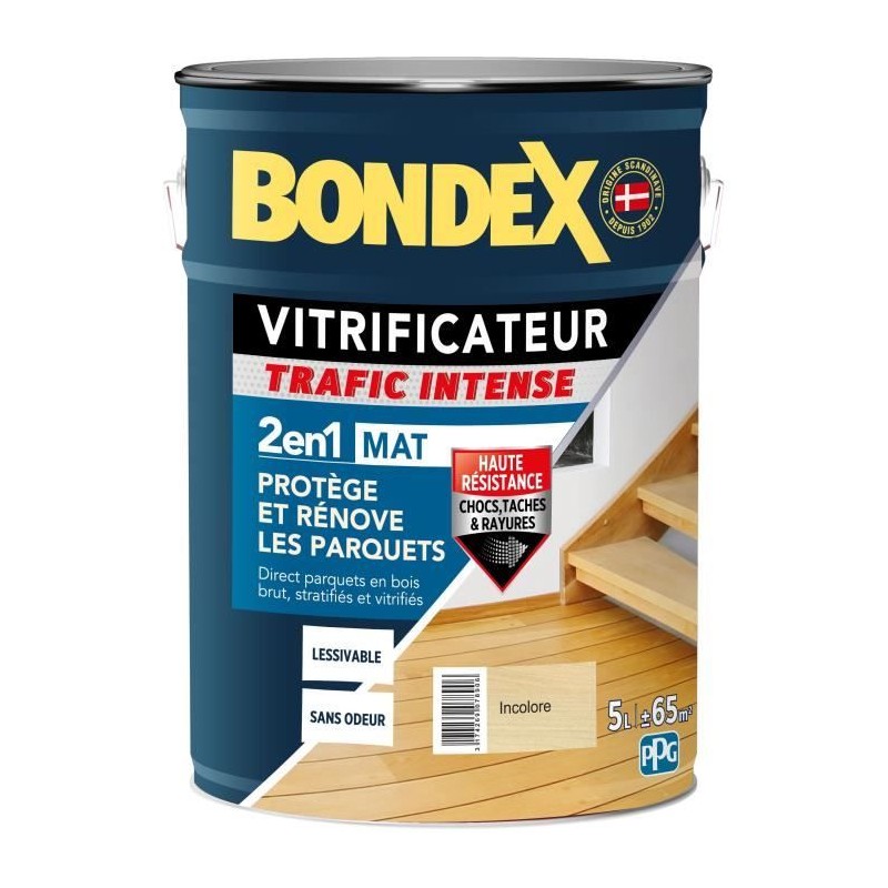Vitrificateur trafic intense incolore - BONDEX - 446439 - Mat - 5 L