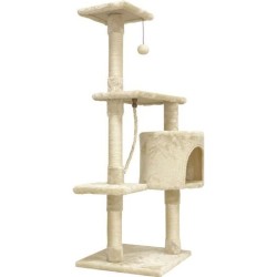 PALOMA Arbre a chat beige 40 x 40 x 114cm -  3 plateformes, 1 corde, 1 niche ...