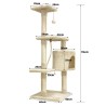 PALOMA Arbre a chat beige 40 x 40 x 114cm -  3 plateformes, 1 corde, 1 niche ...