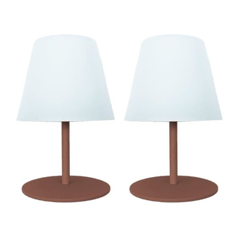 Set de 2 lampes de table sans fil - LUMISKY - TWINS - Terracota - H16 cm - LED