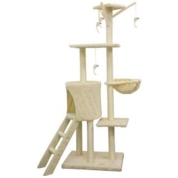 JIPSY Arbre a chat beige 79 x 34 x 138 cm - 3 plateformes, 1 perchoir, 1 nich...