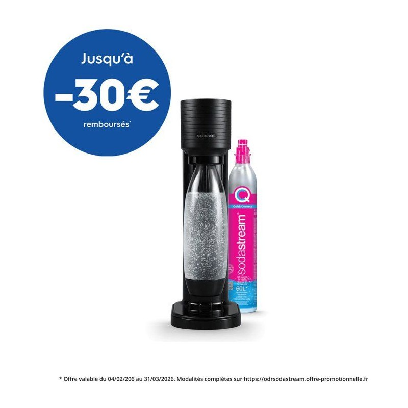 Machine a soda et eau pétillante SODASTREAM - GAIA Noire - 1 bouteille compat...