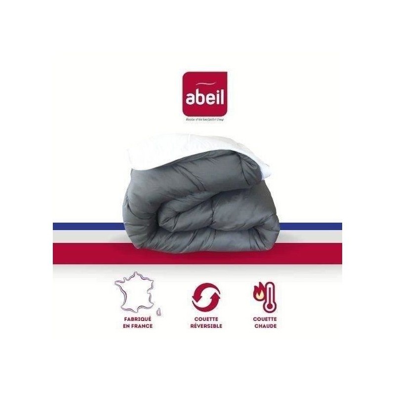 ABEIL Couette chaude Bicolore - 240 x 260 cm - Blanc et gris