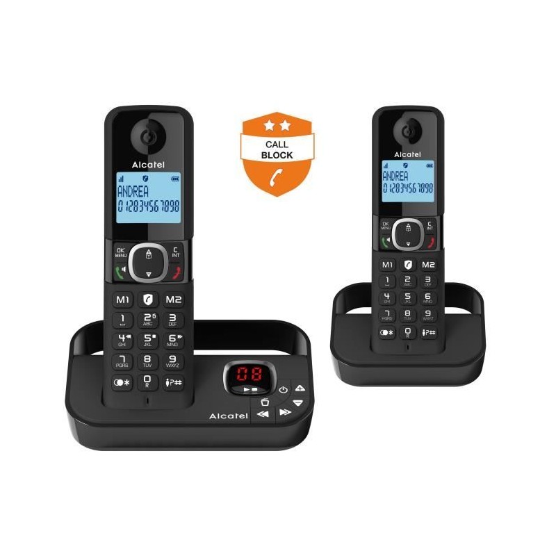 Téléphone fixe sans fil - ALCATEL - F860 voice duo noir - Avec fonction bloca...