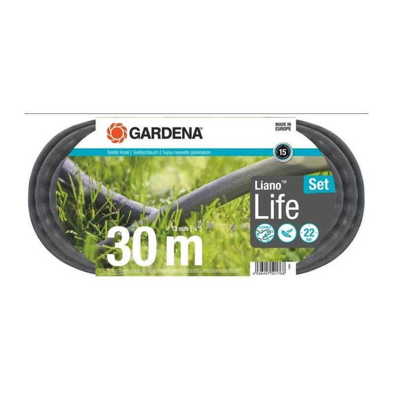 Kit tuyau Liano™Life 30m - GARDENA - Résistance a la pression : 22 bar - Long...