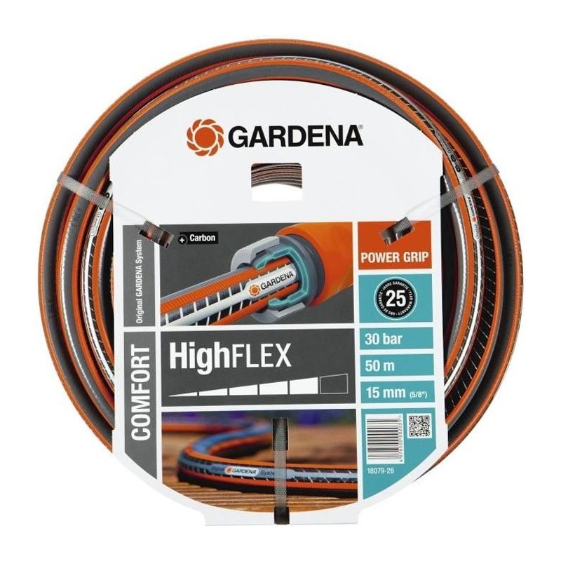 GARDENA Tuyau d'arrosage Comfort HighFlex – Longueur 50m – Ø15mm – Anti noeud...