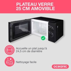 Micro-ondes OCEANIC MO20B11 Noir l 45,4 x H26,1 x P32,6 cm - 20L