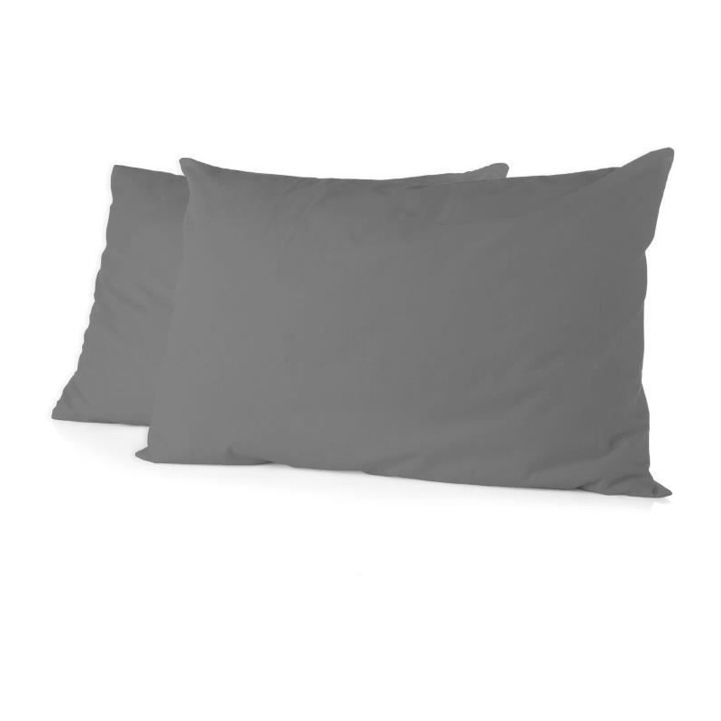 Lot de 2 taies d'oreiller - HOME LINGE PASSION - 50 x 70 cm - Gris anthracite